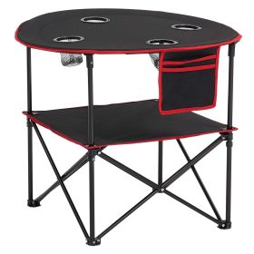 VEVOR Folding Camping Table, Portable Outdoor Lightweight Picnic Table, 600D Oxford Fabric Waterproof Canvas Travel Beach Tables, with 4 Cup Hold